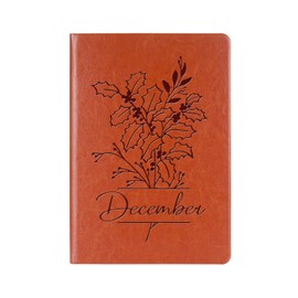 WHLBHG Birth Month Flower Leather Journal Notebook Birthday Gift Notebook Month Floral Writing Diary Flower Lover Gift (Poinsettia -December)