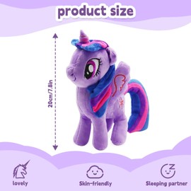 YISKY Horse Plush Toy, 20 cm Cuddly Toy Horse Plush, Stuffed Animal Horse, Horse Plush Doll, Horse Plush Doll, Rainbow Soft Toy Horse, Horse Plush Toy, Gift for Boys Girls (Purple)