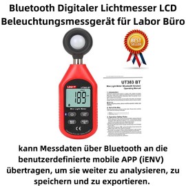 Aukson Q77C Digital Luxmeter with LCD Screen - Accurate Light Meter for Laboratory, Office & Industry with Bluetooth Technology