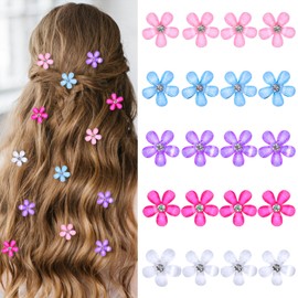 JJUNW Pack of 20 Mini Flower Hair Clips, Hair Spirals, Wedding Hair Pins, Rhinestone Flowers, Hair Accessories, Women Decorative Hair Clips for Girls, Women, Flower Hair Accessories, Hair Clips