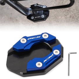 RACEAST Bike Side Stand Plate Magnification Expansion Stand Kickstand Amplifier Side Stand Extension Pad Wide Type Anti-tip Anti-Sinking Non-Slip Kickstand Plate Pad End for PCX150 PCX160 (Blue)