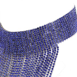 EVER FAITH Women's Crystal Bib, Statement Long Tassel Choker, Necklace, Costume Jewellery, Crystal
