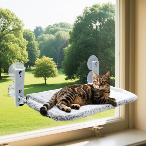 Kiluiu Easy Fold Cat Window Perch, Cordless Hammock, Fold-Up Cat