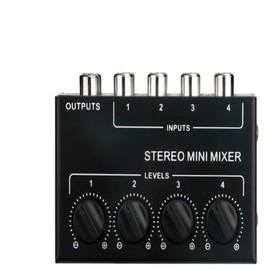 Daiilg 4 Channels Passive Stereo Mixer Mini Audio Mixer Portable Sound Mixer Input Ultra Low Noise for Live Studio Easy to Use