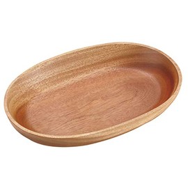 Captain Stag UP-2607 Wooden Tableware, Oval-Shaped Curry Plate, Wood Breath