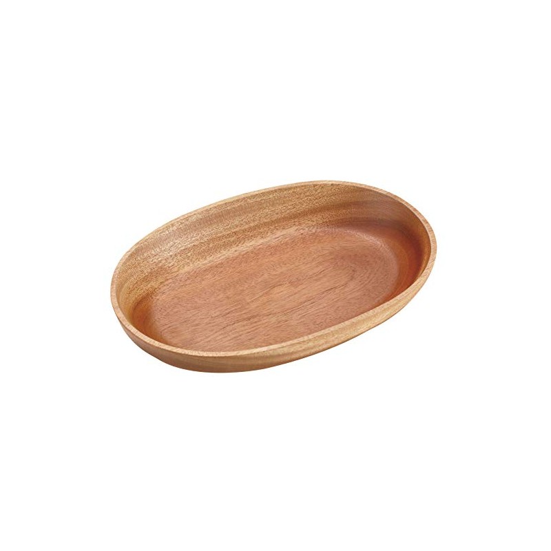 Captain Stag UP-2607 Wooden Tableware, Oval-Shaped Curry Plate, Wood Breath