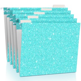 Moinchore 25 Pcs Blue Hanging File Folders 12 x 9.25'' Glitter Hanging Folders with 25 Paper 1/5 Cut Adjustable Tab and 25 Plastic Tab for Medical Charts Office Desktop