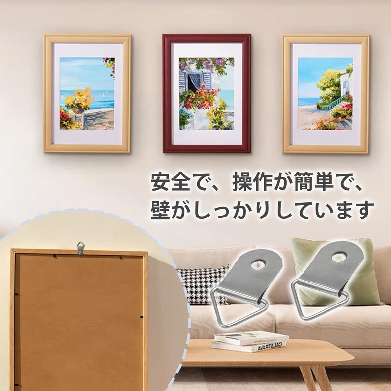 ADOFUN Picture Frame Hook with Wood Screw, Triangle Hanging Can