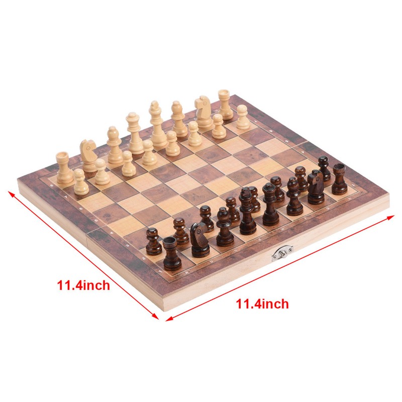 3in1 Portable Wooden Chessboard Folding Board Chess Game For Party