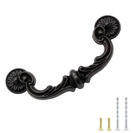 Biaungdo 4 Pcs 151mm/6 Inch Hole Center Pull Handles, Zinc Alloy Rustic Vintage Style Drop-Down Bail Swing Dresser Pull Handle Antique Drawer Handles for Kitchen, Cabinet (185mm/7.3" Total Length)