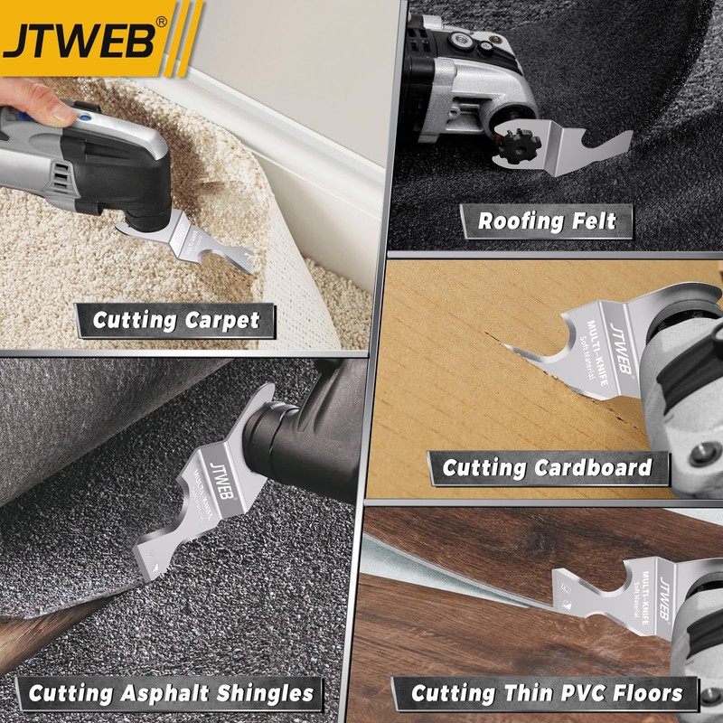 JTWEB Oscillating Multi Tool Hook Knife Blade Scraper, 10PCS Asphalt
