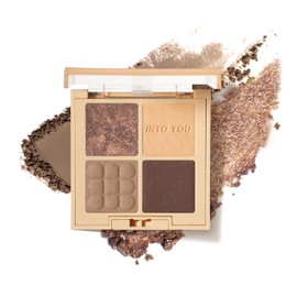 INTO YOU Nude Eyeshadow Palette, 4 Colors Matte, Shimmer and Glitter Eye Shadow Palletes, Warm Neutral Naked Pigments, Long Lasting Professional Beauty Makeup Eyeshadow