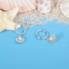 SILBERTALE S925 Sterling Silver Seashell Pearl Hoop Dangle Earrings Silver