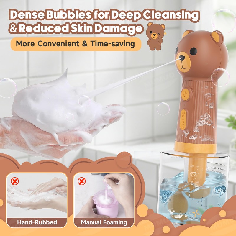Electric Dog Shampoo Dispenser, IPX7 Waterproof, 400ml Bear Design