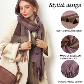Women Tartan Scarf - Winter Long Scarves Plaid Warm Wraps Wool British Style For Ladies Spinning Tassel Shawl Long Stole
