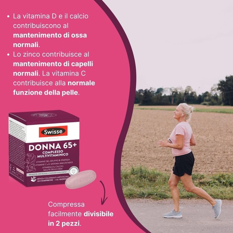 Swisse Donna 65+ Multivitaminico, Integratore Alimentare Multi-nutriente per Supportare l'Alimentazione