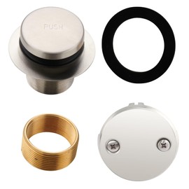 Brushed Nickel Tub Drain Tip-Toe Tub Trim Set Conversion Kit Assembly, Hidrop Bathtub Drain Replacement Trim Kit with 2-Hole Overflow Faceplate and Universal Fine/Coarse Thread, Brushed Nickel