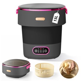 Portable Washing Machine 15L Upgraded w/Spin Basket Mini Washer for Baby Clothes Travel Suitable for Dorms Apartments Hotels (black)