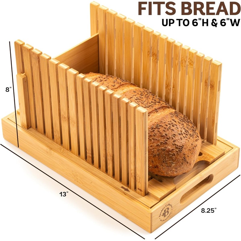 Bread Slicer for Homemade Bread - Bambüsi Upgraded Adjustable Bamboo
