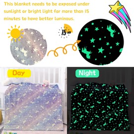 GEGOFB Glow in The Dark Blanket, 50" x 60"Unicorns Throw Blanket for Kids, Soft Cozy Flannel Glowing Blanket, Kids Blanket for 1-12 Year Old Boys and Girls Birthday (Unicorns)