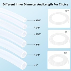1/4"ID x 3/8"OD Silicone Tubing, 3 Feet - Flexible Food Grade Clear Silicone Tube for Home Brewing, Aquariums, and Medical Applications