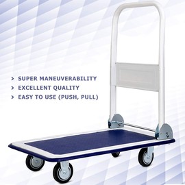 ARLIME Folding Platform Truck, Hand Push Cart, Warehouse Rolling Flatbed Dolly with Swivel Wheels, 330 LBS Load Capacity, Ideal for Home, Auto, Office Use
