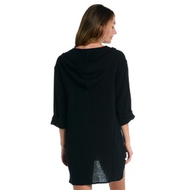 La Blanca Women's Between The Lines Square Cover-Up Dress, Black//Seaside Covers, Small