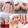 24PCS Black French Press On Nails, Long Square French Tip