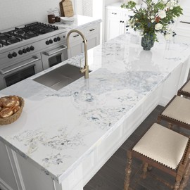 FunStick Onyx White Marble Contact Paper for Countertops Waterproof Blue and White Marble Wallpaper Peel and Stick Countertop Contact Paper for Kitchen Bathroom Cabinets Desk Self Adhesive Wall Paper