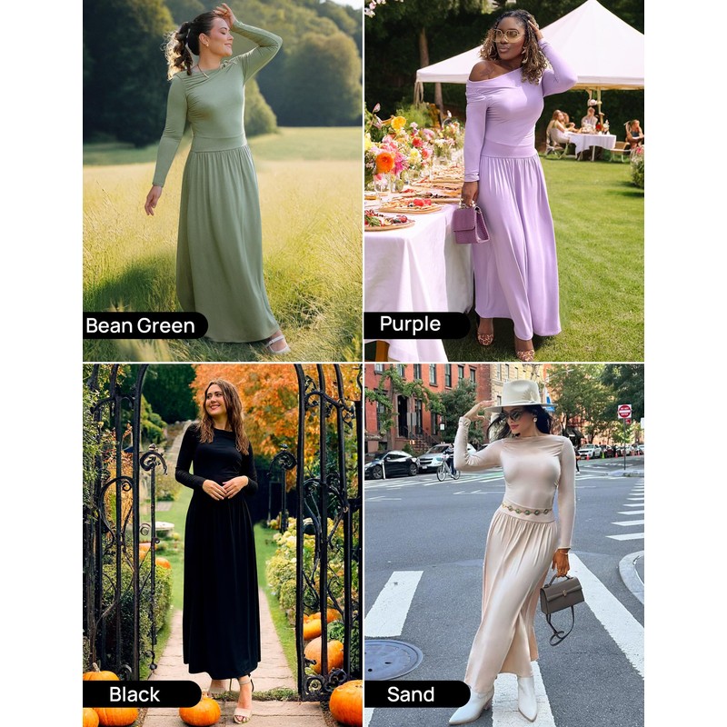 ZESICA Women's Long Sleeve Fall Maxi Dress 2025 Crewneck Knit