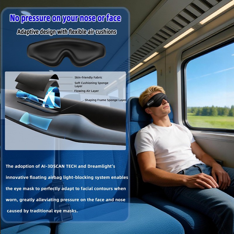 Sleep Mask, 3D Blackout Eye Mask with Side-Sleep for Women