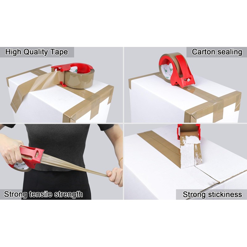 BOMEI PACK 6 Rolls Silent Brown Packing Tape, 1.88" x
