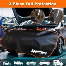 Fender Covers for Mechanics,3Pcs Microfiber Leather Car Fender with 25 Stronger Magnets & Hooks Automotive Fender Protector Mats Pads for Sedans Trucks SUVs Station Wagon - Size M