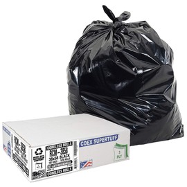 Aluf Plastics RCM-3858 55-50 Gallon Trash Bags - (100 Count) 1.25 MIL (Equiv) Low Density Plastic Garbage Bags/w Antimicrobial Odor Protection - 38" by 58" for Home, Kitchen, Office Commercial