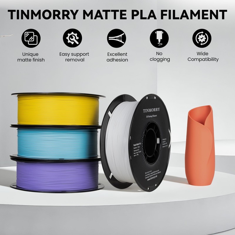 TINMORRY Matte PLA Filament 1.75mm, Matte Surface 3D Printer Filament,