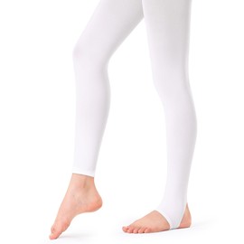 Stelle Girls Women Stirrup Tights Ultra Soft Dance Tights for Ballet, Gymnastics, School (Little Kid/Big Kid/Women)（White，8-10Years）