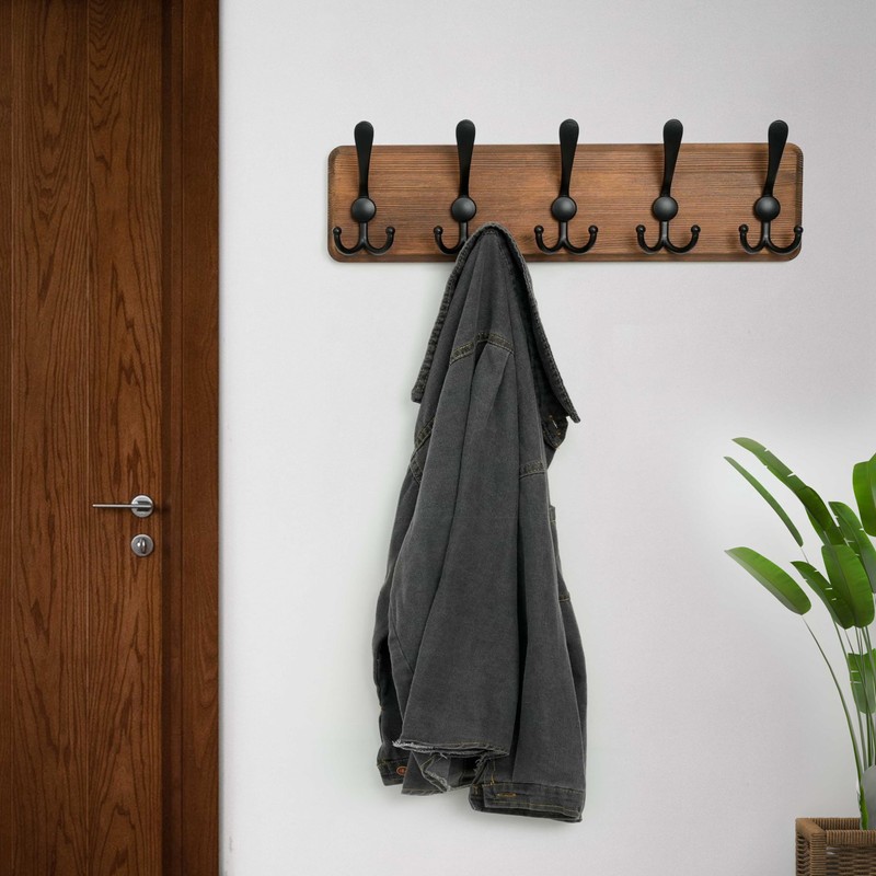 WEBI Rustic Coat Rack Wall Mounted,Wood Coat Hanger Wall,5 Coat