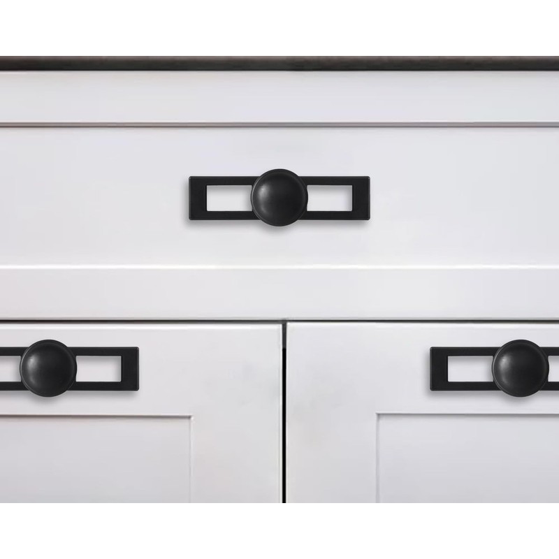 khtumeware 5 Pack 1-1/4 Inch Black Cabinet Knobs Backplate with