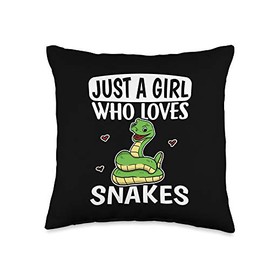 Cute Baby Snake Gift Idea for Girls and Women Just A Girl Who Loves Cute Snake Costume Throw Pillow, 16x16, Multicolor