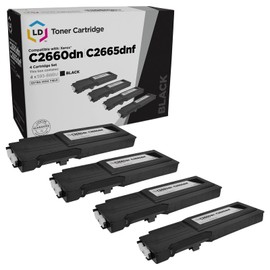 LD Products Compatible Toner Cartridge Replacement for Dell 593-BBBU Extra High Yield (Black, 4-Pack Set) for use in Dell Color Laser C2660dn & Color Laser C2665dnf Printers