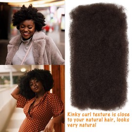 DÉBUT Afro Kinky Bulk Dark Brown 100% Human Hair 3 Packs 150g Tight Afro Kinky Curly Bulk Bundles Hair for Making/Repair Locs, Kinky Twists, Dreadlocks Braiding Hair Extensions (#2, 18 Inches)
