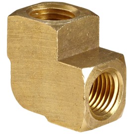 Anderson Metals Brass Pipe Fitting, Barstock 90 Degree Elbow, 1/8" x 1/8" Female Pipe