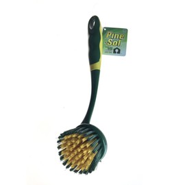 Pine-Sol Long Handle Dish Brush – Heavy Duty Bristle Kitchen Scrubber, Safe with Non-Stick Cookware
