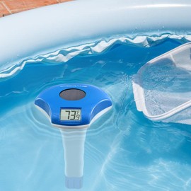 Circrane Solar Digital Pool & Spa Thermometer, Weather Resistant Floating Thermometer, IPX-8 Water Proof, 10s Measuring Cycle, Solar Powered with 270 Days Battery Life, Dark Blue