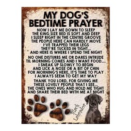 MY DOG'S BEDTIME PRAYER RETRO STYLE METAL TIN SIGN/PLAQUE (BLACK LABRADOR)