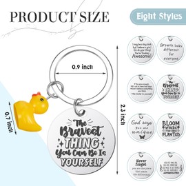 Nosiny 8 Pieces Inspirational Duck Keychains Funny Inspiring Gifts Charms for Duck Lovers Novelty Key Chain Motivational Keyrings Birthday Stuff Gifts for Him Her Friends Family