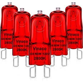 Vinaco G9 Heat Lamp Bulbs for Reptile, Dimmable Night Red UVA UVB Reptile Heat Lamp G9, 2 Pin Base Mini G 9 Halogen Bulbs 50W 120V, Infrared Heat Lamp for Bearded Dragon Gecko Turtle Lizard
