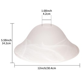 Glass Lamp Shade Replacement for Torchiere Floor Lamps，Lamp Shade for Floor Lamp with Base E26 Socket, Standing Lamp Replacement Shade, Alabaster Glass Bowl Shade(White Alabaster)