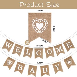 Welcome Baby Banner Garland, Welcome Baby Decoration, Vintage Linen Letters Bunting Flags for Home Reception Baby Shower Birthday Decoration