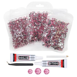 qiipii Dark Pink Crystal Resin Rhinestones w B7000 Jewelry Glue for Bedazzling Crafting Deep Pink Flatback Stones 3mm 4mm 5mm Diamonds Crystals Gems Charms for Nails Face Makeup Tumblers Bottle Crafts